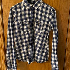 Blue and White Check Girls Abercrombie Shirt